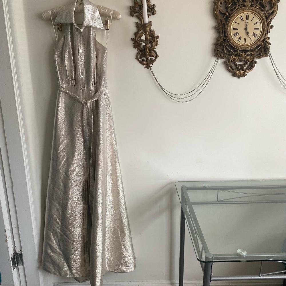 THEIA GOLD MAXI DRESS GOWN - Picture 6 of 13